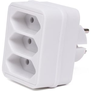 Benson Driewegstekker - wit - 2.5A - 230V - compact formaat
