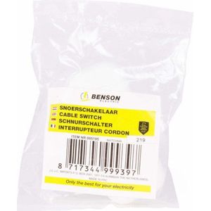 Benson Snoerschakelaar - Aan of Uit - 6x2,5x2cm - 250V/2A - Wit