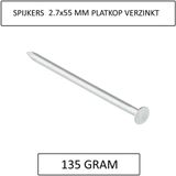 Deltafix Platkop Spijkers - 2.7 x 55 mm - Verzinkt - 135 gram