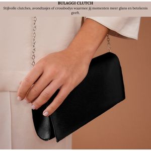 Bulaggi Clutch voor Dames / Schoudertas / Satijn Zwart / Avondtasje met schouderriem/ Effen clutch handtasjes