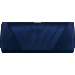 Bulaggi Clutch Suka voor Dames / Schoudertas / Satijn Donkerblauw/ Avondtasje met schouderriem/ Effen clutch handtasjes