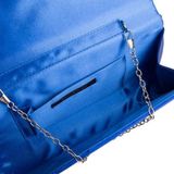 Bulaggi Clutch voor Dames / Schoudertas - Satijn - Bulaggi - Kobalt blauw / Avondtasje met schouderriem/ Effen clutch handtasjes