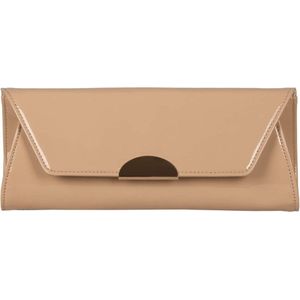 Grace envelope voor Dames / Schoudertas - Lak - Camel / Avondtasje met schouderriem/ Effen Clutch handtasjes