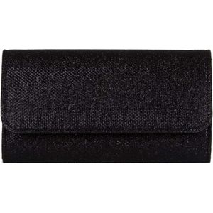 Bulaggi Dionne envelope voor Dames / Clutch / Vegan Leather /Glitter Zwart/ Avondtasje met schouderriem/ Effen Clutch handtasjes