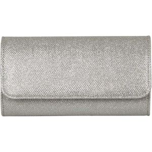 Bulaggi Dionne envelope voor Dames / Clutch / Vegan Leather / Glitter Zilver/ Avondtasje met schouderriem/ Effen Clutch handtasjes