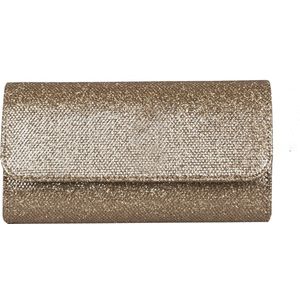 Bulaggi Dionne envelope voor Dames / Clutch / Vegan Leather / Glitter Brons/ Avondtasje met schouderriem/ Effen Clutch handtasjes