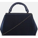 Bulaggi Thalia partybag/ Clutch voor Dames / Schoudertas - Satijn- Giltter - Donkerblauw/ Avondtasje met schouderriem/ Effen handtasjes