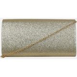 Bulaggi Clutch Voor Dames / Schoudertas - Glitter - Goud/ Avondtasje met Schouderriem/ Effen Clutch Handtasjes