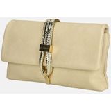 Dames Clutch Bibis / schoudertas - Vegan Leather- Bone/ avondtasje met schouderriem