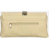 Dames Clutch Bibis / schoudertas - Vegan Leather- Bone/ avondtasje met schouderriem