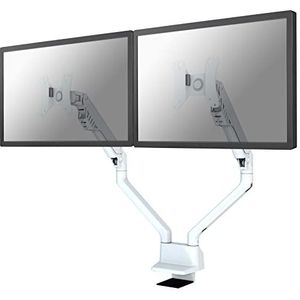 Neomounts gasgeveerde monitorarm voor 2 monitoren wit (met klem)