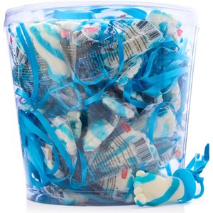Babyfoot lolly - 50 stuks - Gender reveal - Snoep - Geboorte - blauw / wit