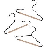 Babsana - Kledinghangers - Zwart - Metaal en Hout - Verpakt per 3