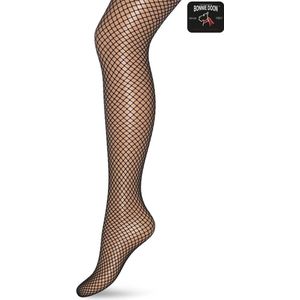Bonnie Doon Visnet Panty Zwart Dames maat S/M 38/40 - Netpanty - Fishnet Tights - Visnet Patroon - Comfortabele Pasvorm - Stevig Materiaal - Super Elastisch - Doorschijnend - Black - BN751994.101