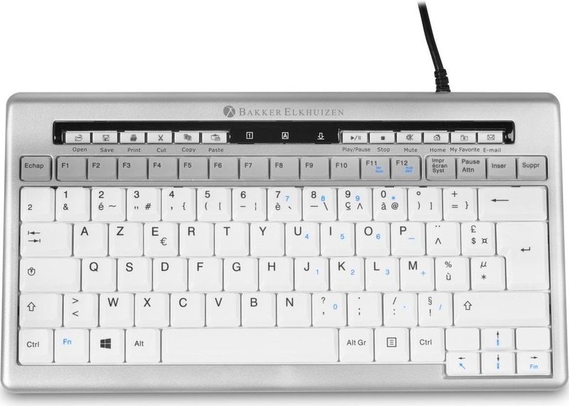 BakkerElkhuizen S-board 840 toetsenbord USB AZERTY Frans Licht Grijs, Wit
