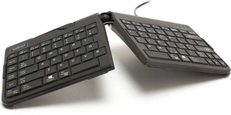 BakkerElkhuizen Goldtouch Travel Go2 Wired toetsenbord Kantoor USB QWERTY Amerikaans Engels Zwart