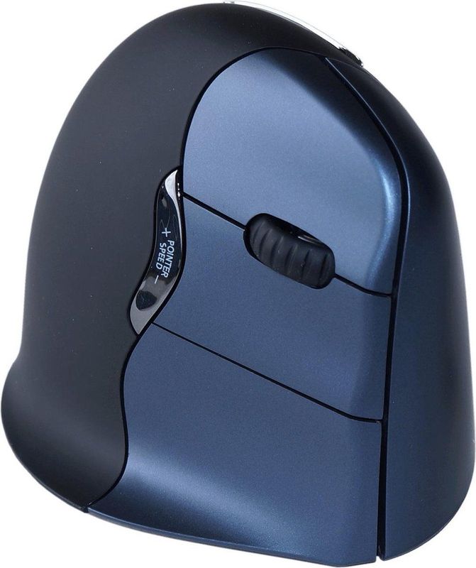 BakkerElkhuizen - Evoluent4 - Draadloze Ergonomische Muis - Zwart/Blauw/Zilver