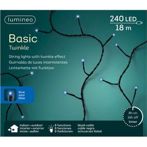 Kerstverlichting twinkle met timer blauw buiten 240 lampjes - boomverlichting