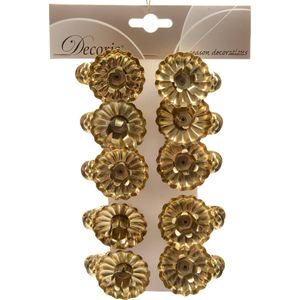 Decoris kerstclip kandelaar goud 5 x 5 x 3,5 cm 10 stuks