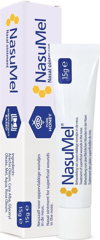 NasuMel neuszalf – honingzalf – bij wondjes en korstjes in de neus – geïrriteerd neusslijmvlies- 15 gram