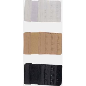 MAGIC BODYFASHION - Set van 3 Verlengstukjes met Haakjes - Wit, Beige, Zwart - Polyamide