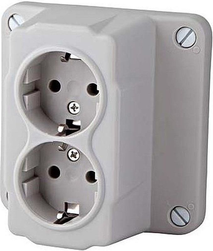 Power - Deksel Kabeldoos - Grijs - Inclusief 2-voudig Contactdoos