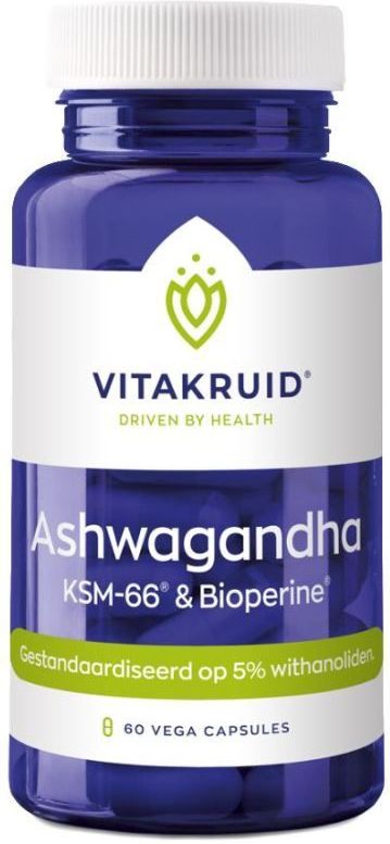 Vitakruid Ashwagandha ksm-66 & bioperine 60 vegetarische capsules