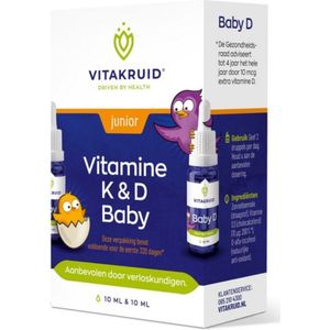 Vitakruid Vitamine K & D baby druppels 10ml 20 Milliliter