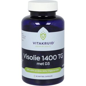 Vitakruid Visolie 1400 met D3 Triglyceriden EPA 40% DHA 30% 60 softgels