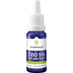 Vitakruid CBD Olie 5% full spectrum met MCT als drager 10 Milliliter