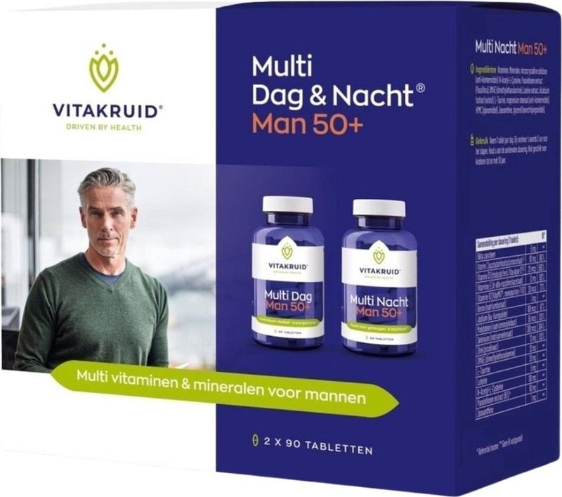 Vitakruid Multi dag & nacht man 50+ 2 x 30 tabletten 60 Tabletten