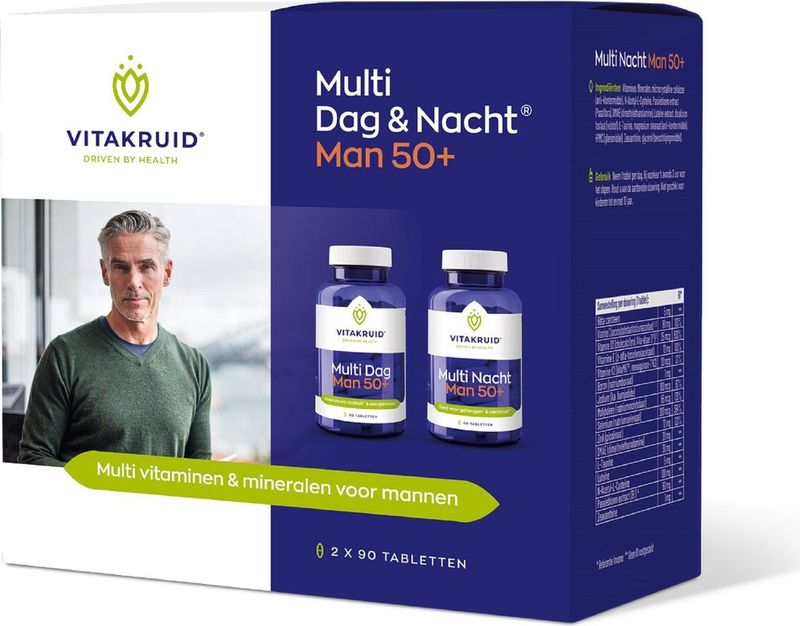 Vitakruid - Multi dag & nacht man 50+ 2 x 90 tabletten - 180 Tabletten