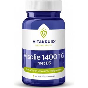 Vitakruid - Visolie 1400 TG - Triglyceriden - D3 - 560 mg EPA en 420 mg DHA
