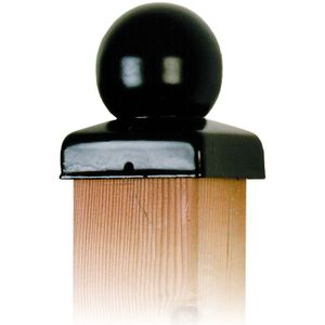 Intergard Paalornament bol paalkap zwart voor tuinpaal 71mm