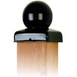 Intergard Paalornament zwart bol paalkap voor tuinpaal 91mm
