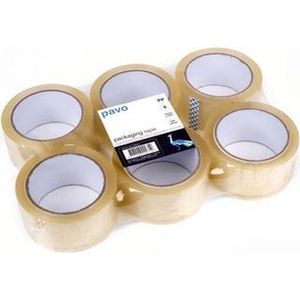 Packaging - Plakband - Transparant - PP - 50mm x 66m - 6 Rollen