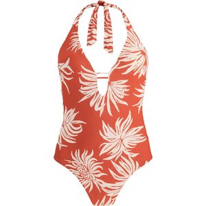 Barts - Deltia Halter One Piece - Badpak - Roestkleurige Bloemenprint - Vaste Padding