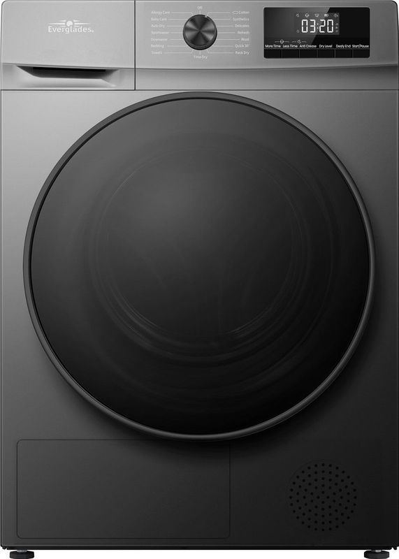 Everglades EVHP9056B Warmtepompdroger - Titanium Grijs - 9KG - Incl. Afvoerset - Trommelverlichting