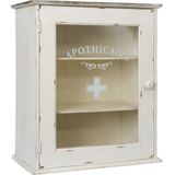 Clayre & Eef Medicijnkastje 47x27x55 cm Wit Hout Glas Rechthoek Badkamerkast Hangend