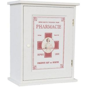Clayre & Eef Medicijnkastje 24x13x30 cm Wit Hout Rechthoek Badkamerkast Hangend