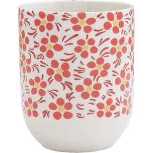 Clayre & Eef Mok 100 ml Rood Porselein Rond Bloemen Theemok