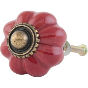 Clayre & Eef Deurknop Ø 3 cm Rood Keramiek Meubelknop