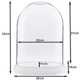 Clayre & Eef Stolp 26x15x33 cm Hout Glas Ovaal Glazen Stolp Stolp op Voet