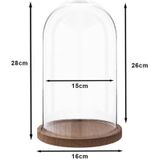 Clayre & Eef Stolp 28 cm Hout Glas Rond Glazen stolp