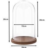 Clayre & Eef Stolp 28 cm Hout Glas Rond Glazen stolp