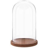 Clayre & Eef Stolp 28 cm Hout Glas Rond Glazen stolp