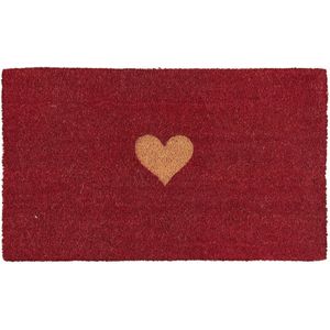 Clayre & Eef Deurmat 75x45 cm Rood Kokosvezel Rubber Rechthoek Hart Kokosmat