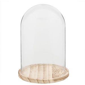 Clayre & Eef Stolp Ø 17x25 cm Glas Hout Rond Glazen Stolp