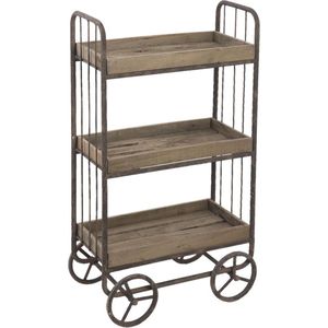 Clayre & Eef Keukentrolley 51x26x94 cm Bruin Hout Ijzer Rechthoek Bakkerskast