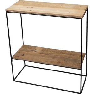 Clayre & Eef Sidetable 60x25x66 cm Bruin Hout Ijzer Rechthoek Wandtafel